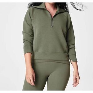 SPANX Olive Green Women's Half-Zip Sweatshirt